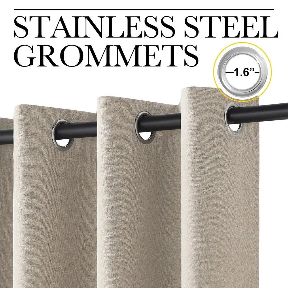 BRAND NEW 2 Panels Full Blackout Beige Thermal Insulated Grommet Curtains 52x90